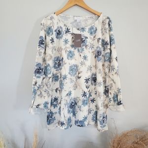 J Jill Floral Long Sleeve Cottagecore Watercolor